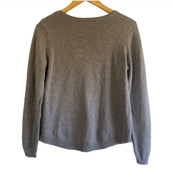 Guess Gray V Neck Sweater LOVE in Copper Silver Metallic Sequins Size L - Picture 2 of 9